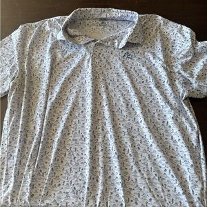 Rhoback White Polo with Blue Desert Print